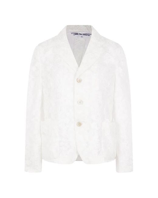 Comme des Garçons White Floral-Jacquard Blazer