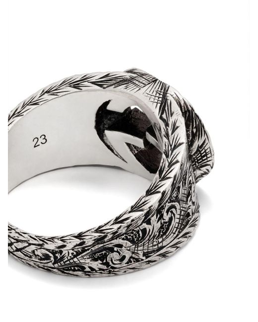 Gucci White Gravierter GG Ring aus 925 Sterlingsilber