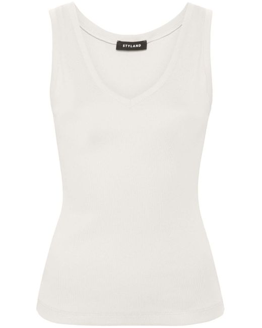 Styland White Geripptes Top