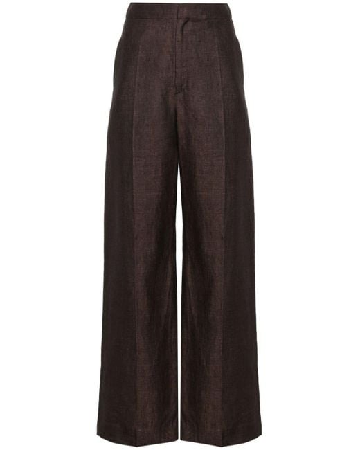 Loewe Brown High-waisted Linen Trousers