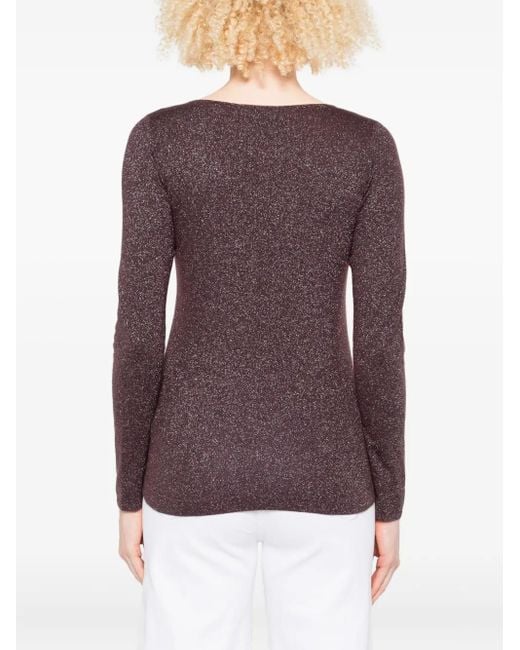 Brunello Cucinelli Trui Met Boothals En Glitters in het Brown