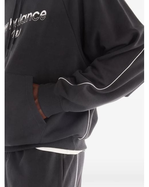 New Balance Black Trackside French-Terry Crew Hoodie for men