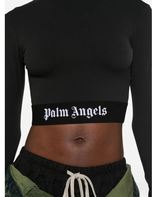 Palm Angels Black Logo-Detail Cropped Top