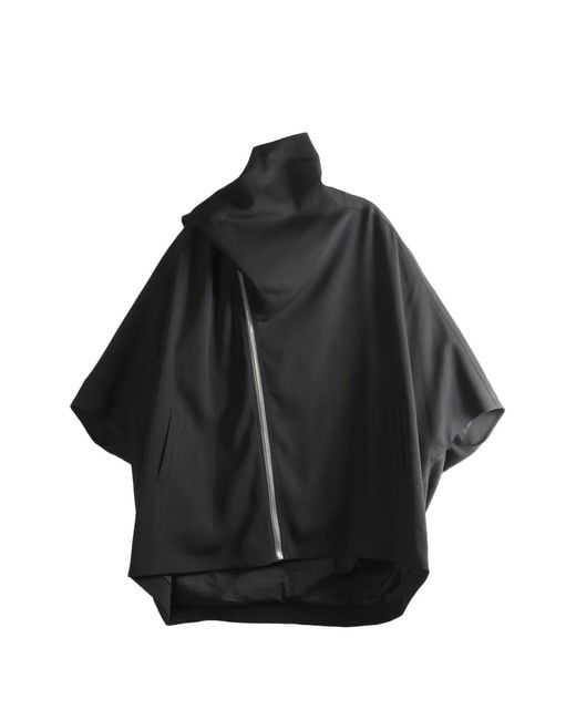 Rick Owens Black Zip Funnel-Neck Jacket