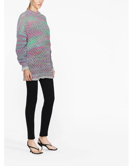The Attico Gray Crew Neck Crocheted Jumper