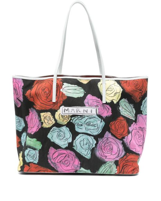 Marni フローラル ハンドバッグ Red