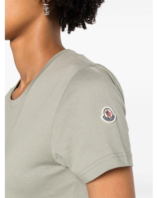 Moncler Gray T-Shirt mit Logo-Patch