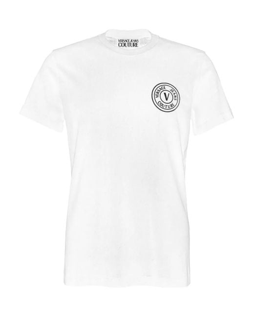 Versace Jeans Couture White Logo-Print T-Shirt for men