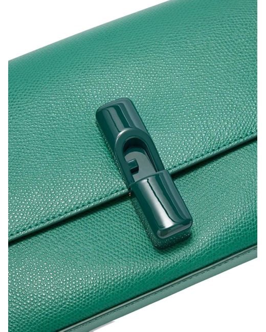 Furla Green Iride Clasp-Fastening Leather Shoulder Bag
