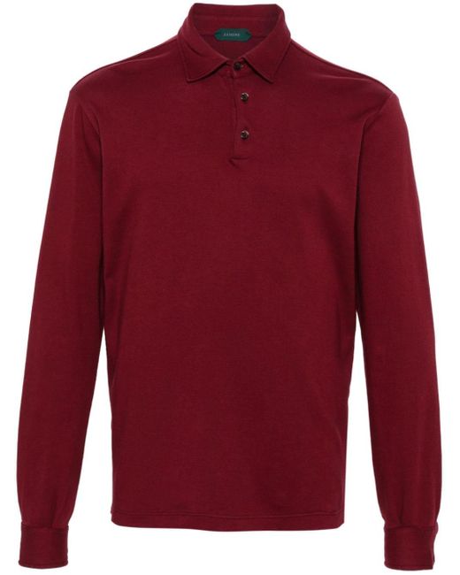 Long sleeve red 2024 polo shirt mens