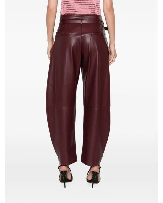 Imperial Purple Belted Faux-Leather Trousers