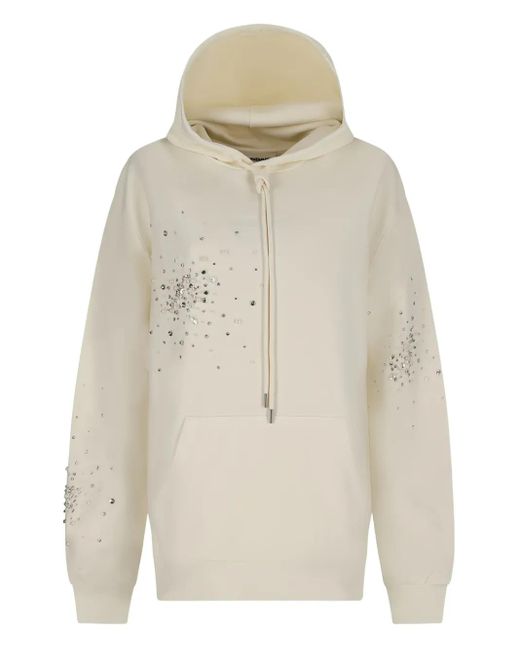 Des Phemmes White Crystal-Embellished Hoodie