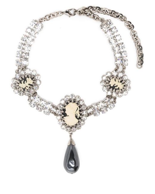 Alessandra Rich Metallic Crystal-embellished Choker Necklace