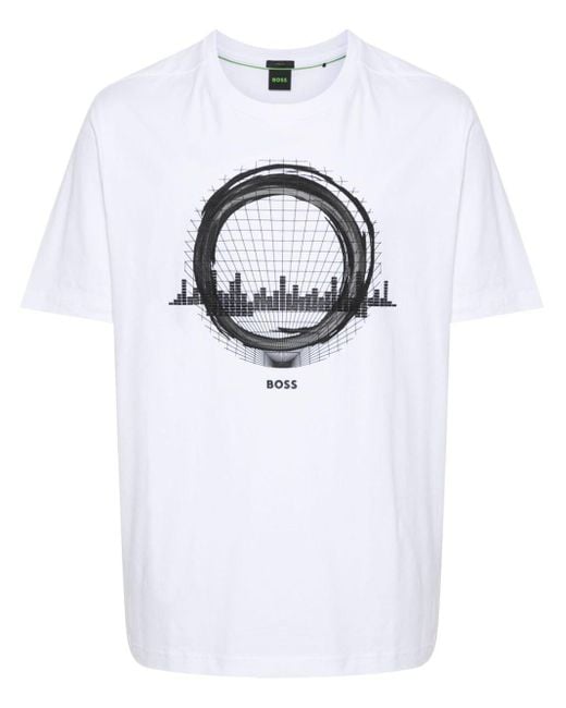 Boss White Graphic-print T-shirt for men