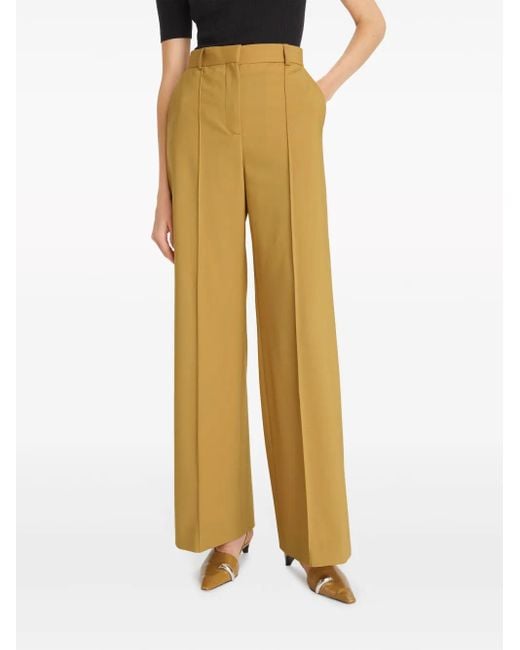 Tory Burch Yellow Wide-Leg Wool Trousers