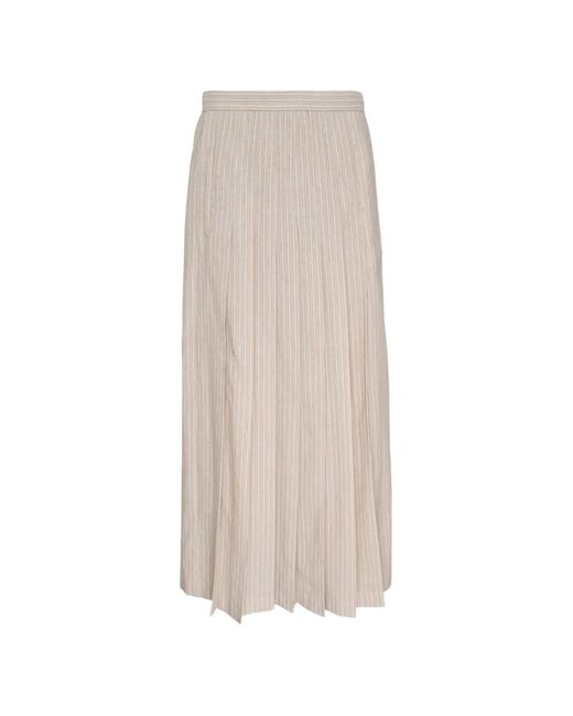 N°21 White Midi Striped Pleated Skirt