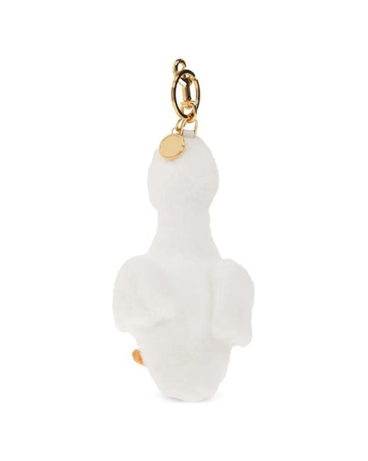 Moschino White Goose-Pendant Keyring for men