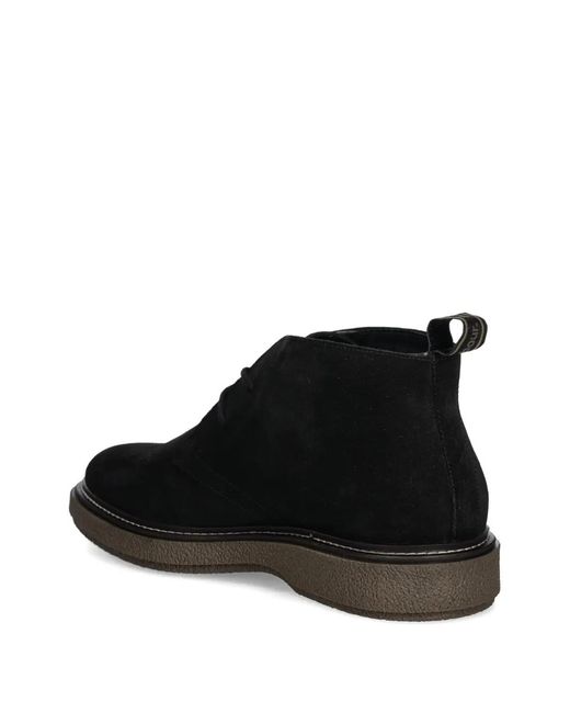 Barbour Black Lace-Up Suede Boots for men