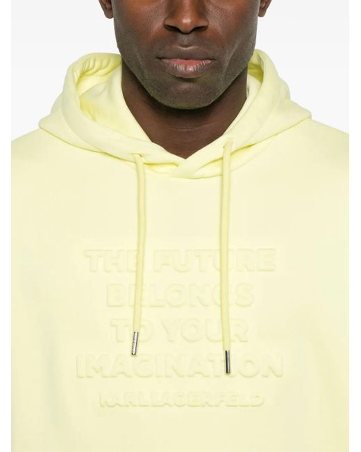 Karl Lagerfeld Yellow Slogan-Embossed Hoodie for men