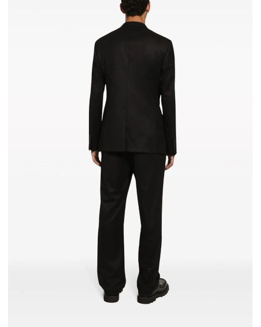 Dolce & Gabbana Black Double-Breasted Virgin-Wool Blazer for men