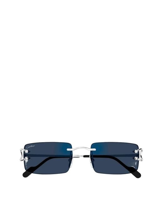 Cartier White C-Motif Rectangle-Frame Sunglasses for men