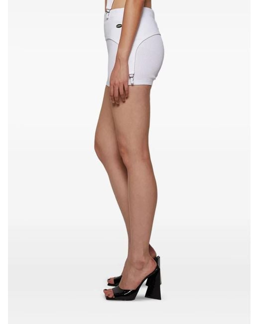 Jean Paul Gaultier White Ribbed Garter Cotton Shorts