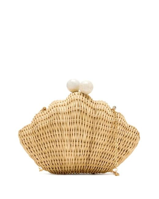 Poolside Natural Mini Shell-Shaped Clutch