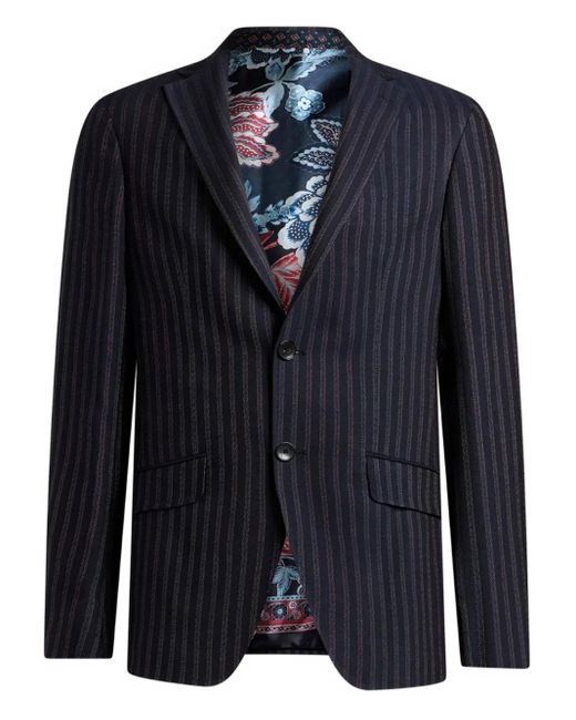 Etro Blue Striped Wool-Blend Suit for men
