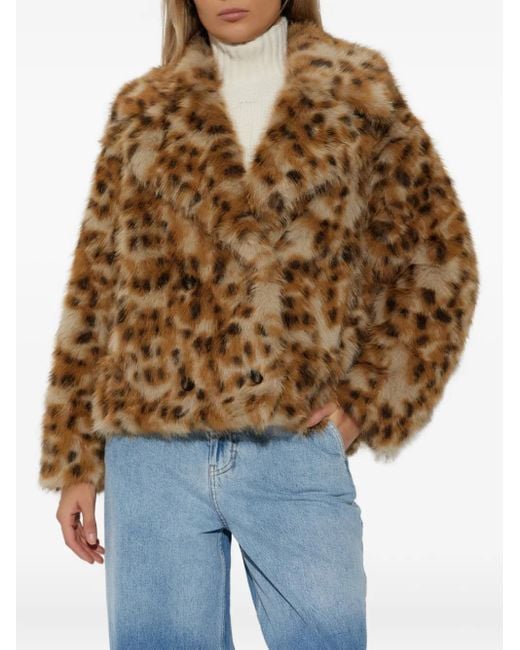 Munthe Brown Lestine Leopard-Print Double-Breasted Jacket