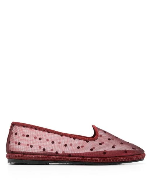 Scarosso Red Valentina Mesh Ballerina Shoes