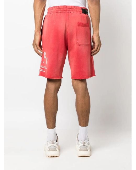 Amiri Red Logo-Print Drawstring-Waistband Shorts for men