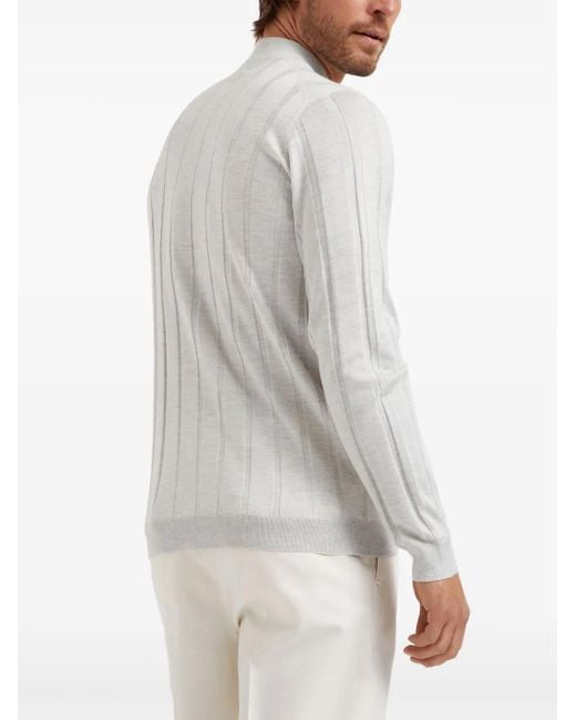 Brunello Cucinelli White Silk And Cashmere Sweater for men