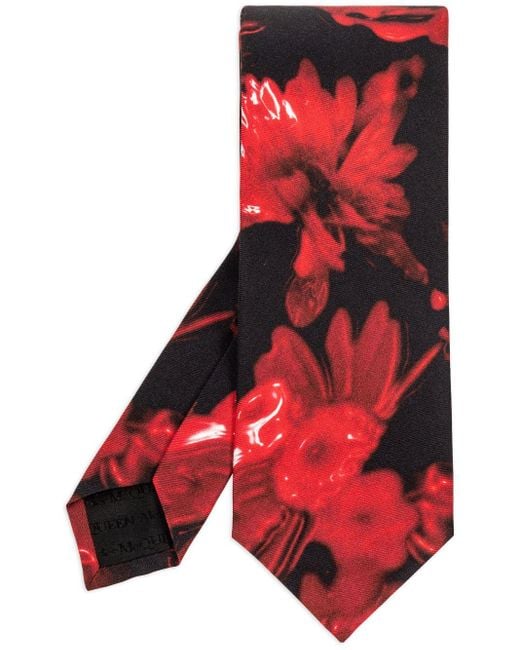 Alexander McQueen Seidenkrawatte mit Blumen-Print in Red für Herren