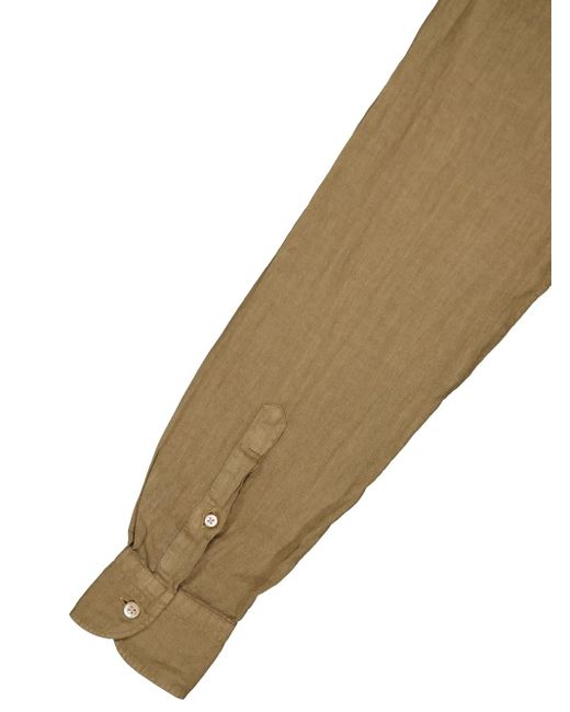 Boglioli Green Garment-Dyed Linen Shirt for men