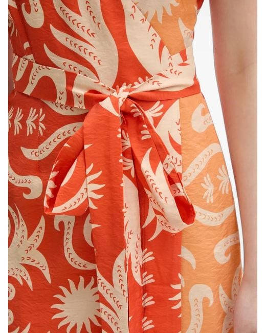 Never Fully Dressed Orange Abstract-Print Wrap Mini Dress