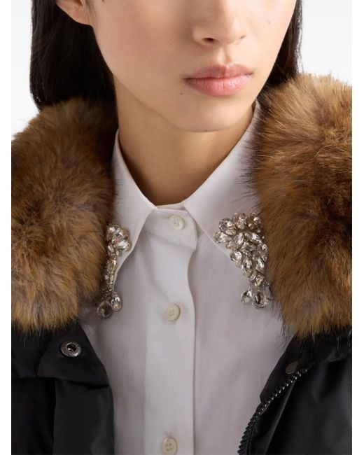 Prada Black Enamel Triangle-Logo Padded Jacket