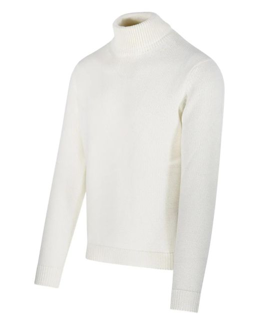 Roberto Collina White Turtleneck Wool Sweater for men