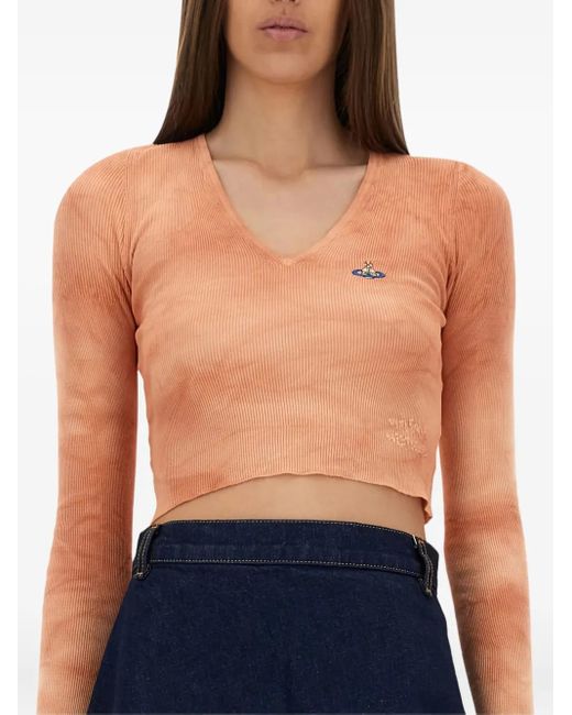 Vivienne Westwood Blue Haut Crop À Motif Orb Brodé