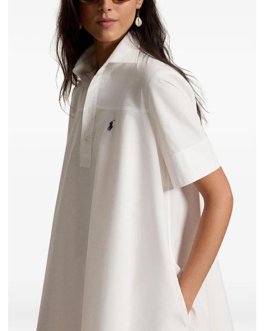 Polo Ralph Lauren White A-Line Mini Shirt Dress