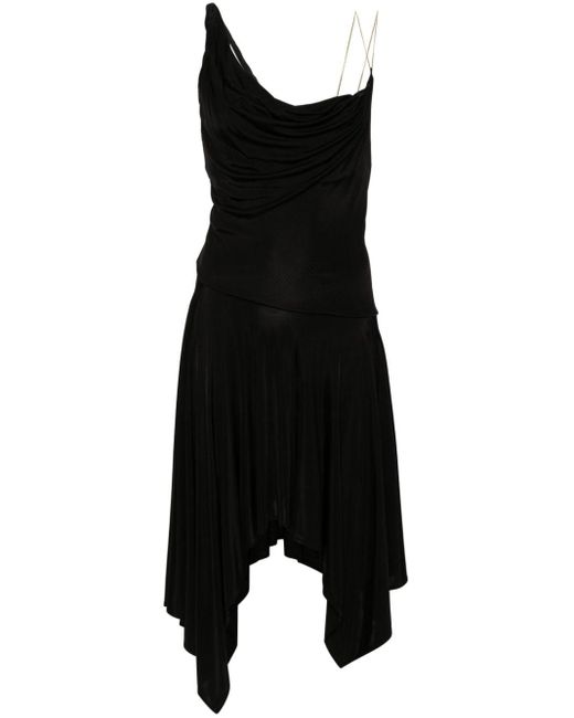 Pinko Black Asymmetric Cowl-neck Midi Dress