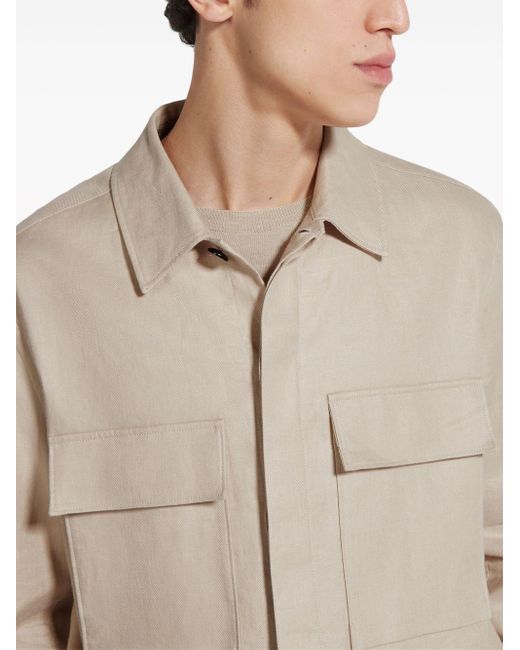 Zegna Natural Chest-pockets Linen Shirt for men