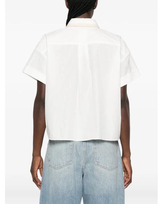 iBlues White Lace-Trim Short-Sleeve Shirt