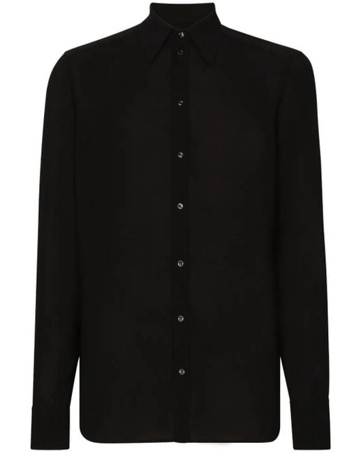 Dolce & Gabbana Black Straight-Point Collar Shirt for men