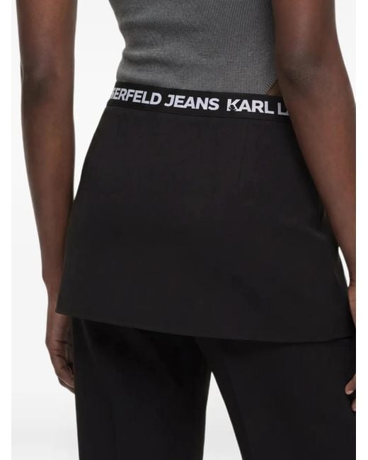 Karl Lagerfeld Black Skirt-Embellishment Straight Trousers