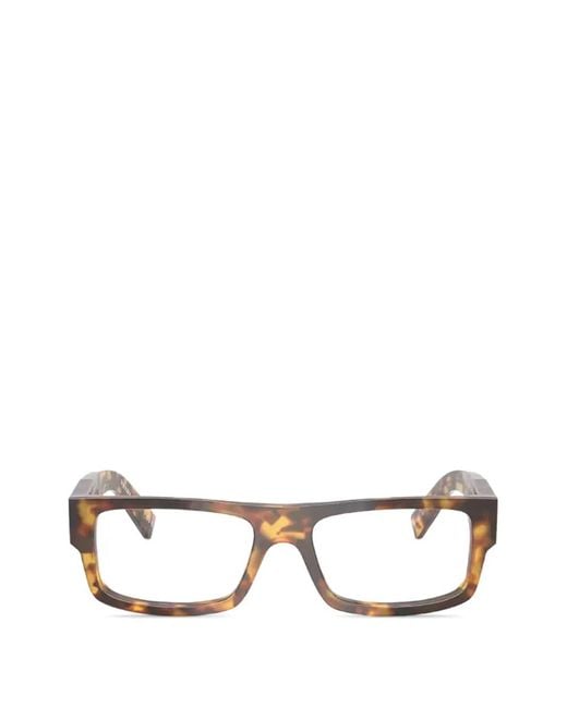 Prada White Brille Mit Eckigem Gestell