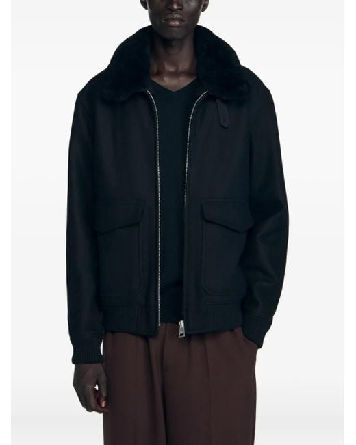 Giacca Con Colletto di Sandro in Black da Uomo