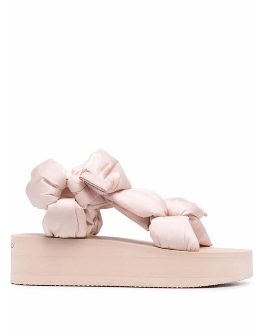 Red(v) Pink Puffy Strap Flatform Sandals
