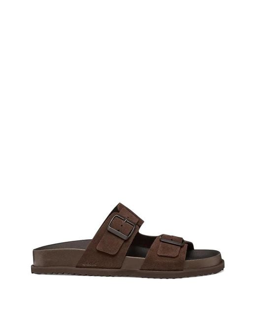Geox Brown Parnaiba Buckle-Fastening Sandals for men