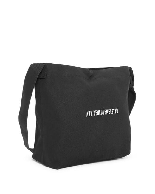 Ann Demeulemeester Black Small Cotton Shoulder Bag