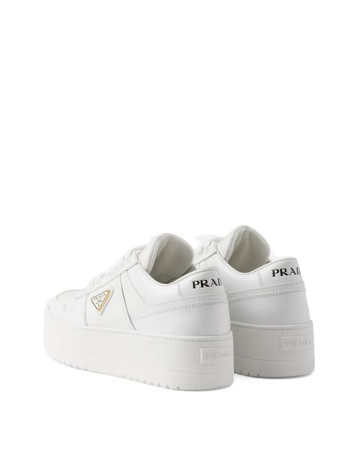 Prada White Downtown Bold Leather Sneakers